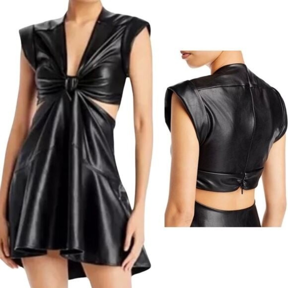 Jason Wu Black Vegan Leather Cut Out Mini Dress Whimsigoth Punk Party